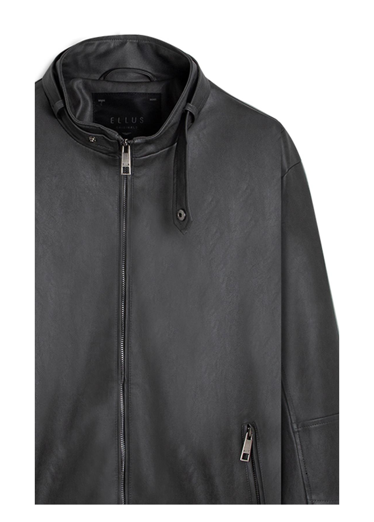 Vegan Leather Golf Rider Bomber Grafite