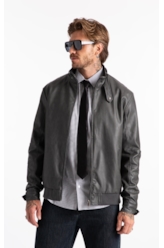 Vegan Leather Golf Rider Bomber Grafite