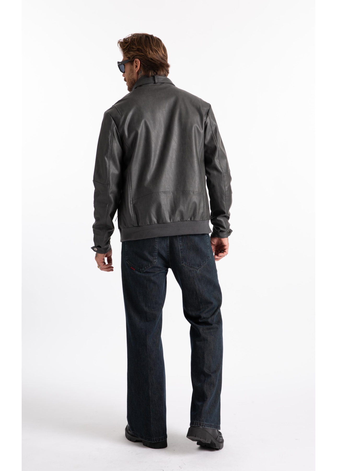 Vegan Leather Golf Rider Bomber Grafite
