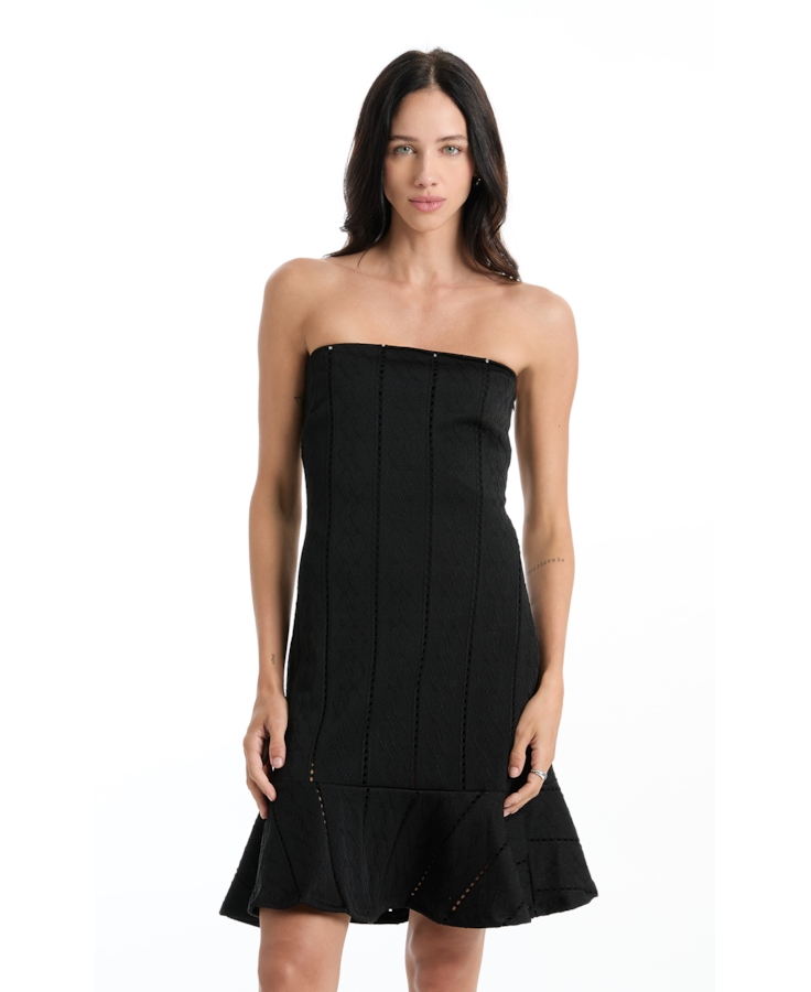 Vestido Bandage Dress Ruflle Preto