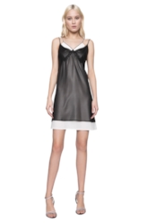 Vestido Bicolor Bordado Preto