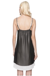 Vestido Bicolor Bordado Preto