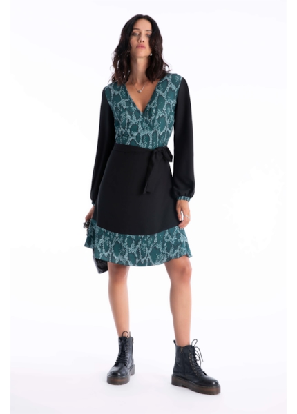 Vestido Bubble Phiton Overlap Musgo