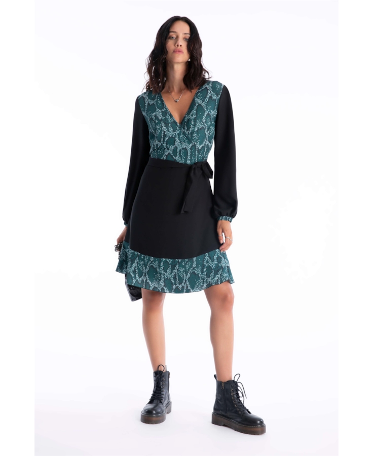 Vestido Bubble Phiton Overlap Musgo