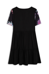 Vestido Cetim Estampado Pink