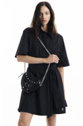 Vestido Chemise Galles Pleat Preto