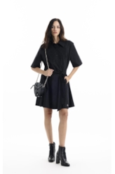 Vestido Chemise Galles Pleat Preto