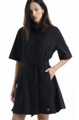 Vestido Chemise Galles Pleat Preto