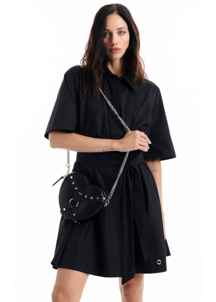 Vestido Chemise Galles Pleat Preto