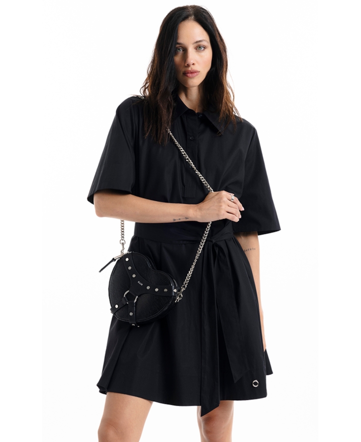 Vestido Chemise Galles Pleat Preto