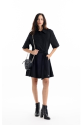 Vestido Chemise Galles Pleat Preto