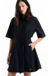 Vestido Chemise Galles Pleat Preto