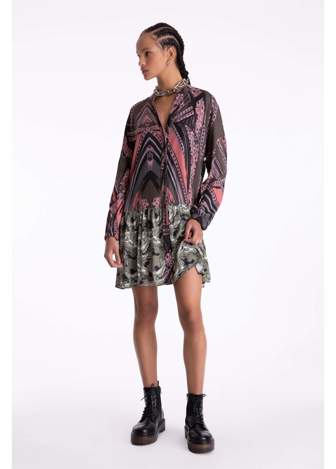 Vestido Chemise Maicha Geometrica Padrao 1