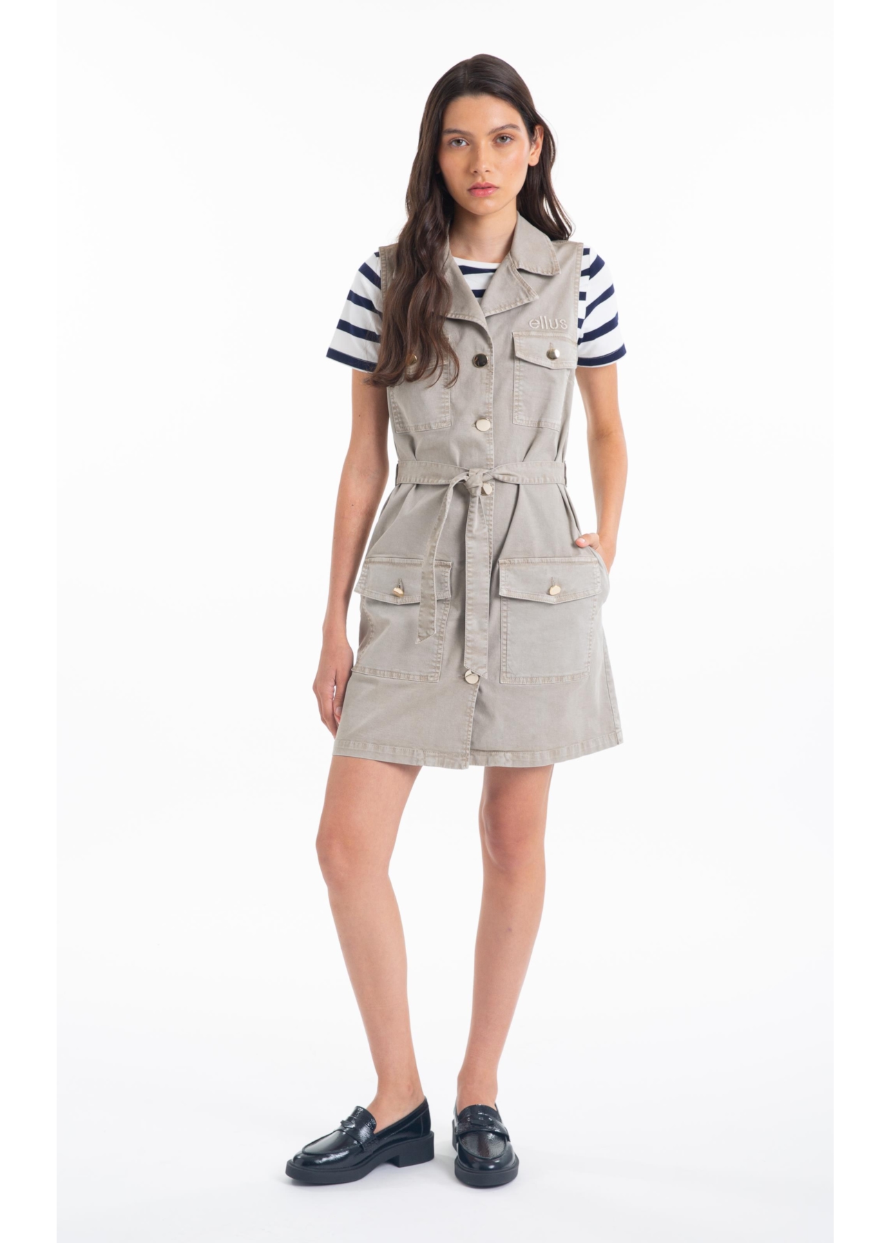 Vestido Color Twill Power  Cargo Nude