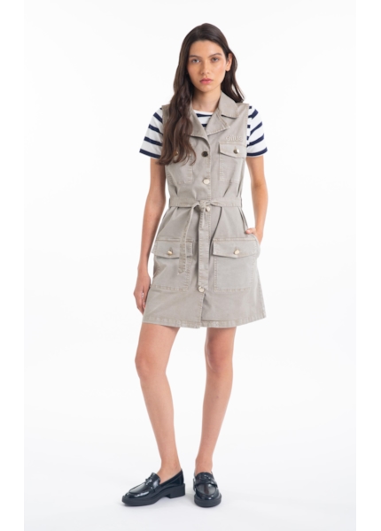Vestido Color Twill Power  Cargo Nude