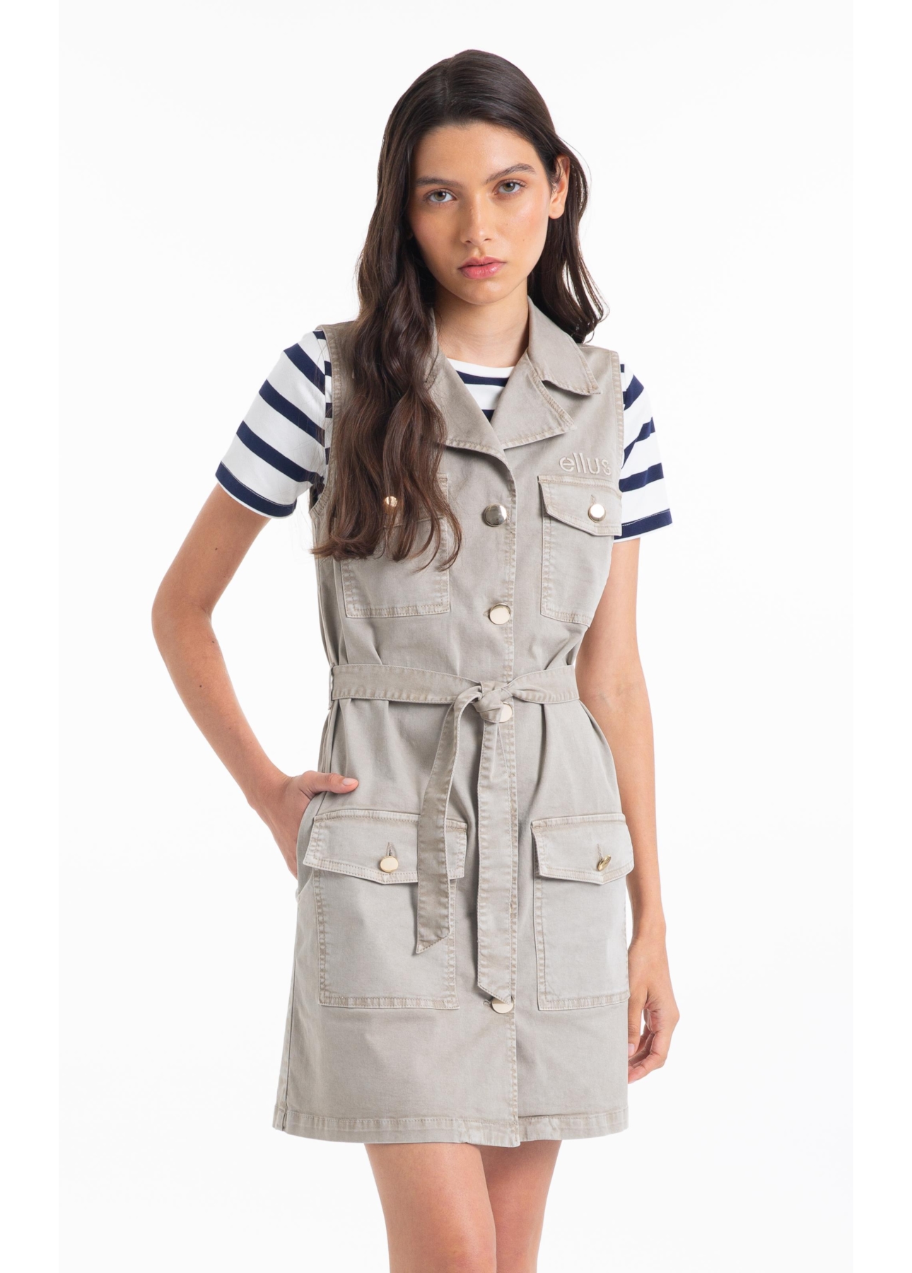 Vestido Color Twill Power  Cargo Nude