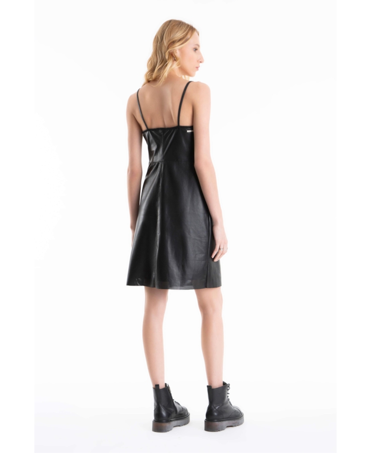 Vestido Couro Mestico Strappy Preto