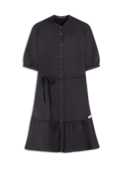 Vestido Crepe Paris Puff Preto