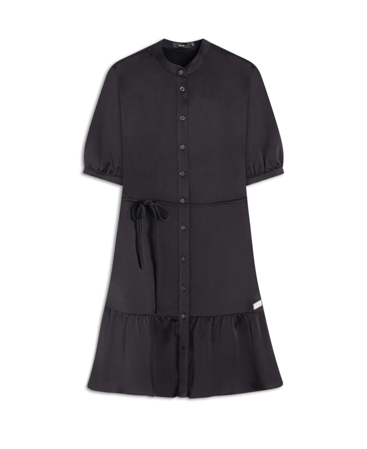 Vestido Crepe Paris Puff Preto