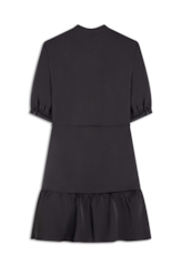 Vestido Crepe Paris Puff Preto