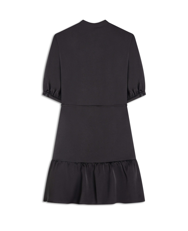 Vestido Crepe Paris Puff Preto