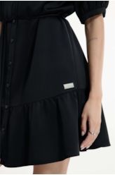 Vestido Crepe Paris Puff Preto