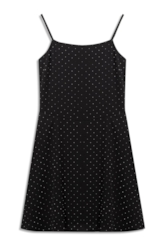 Vestido Crepe Strass Sleevless Preto