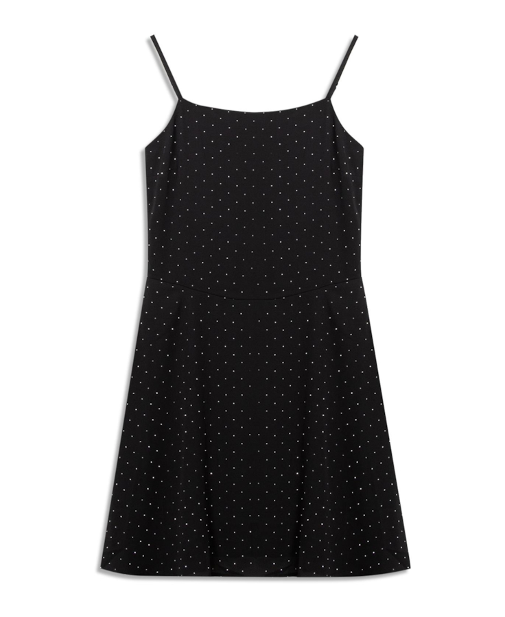 Vestido Crepe Strass Sleevless Preto