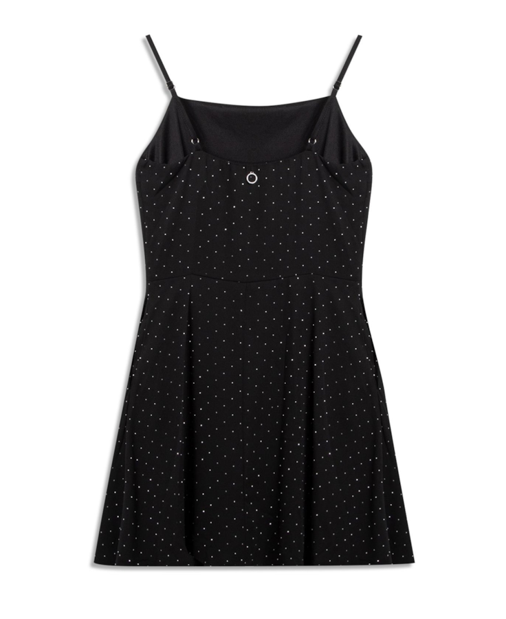 Vestido Crepe Strass Sleevless Preto