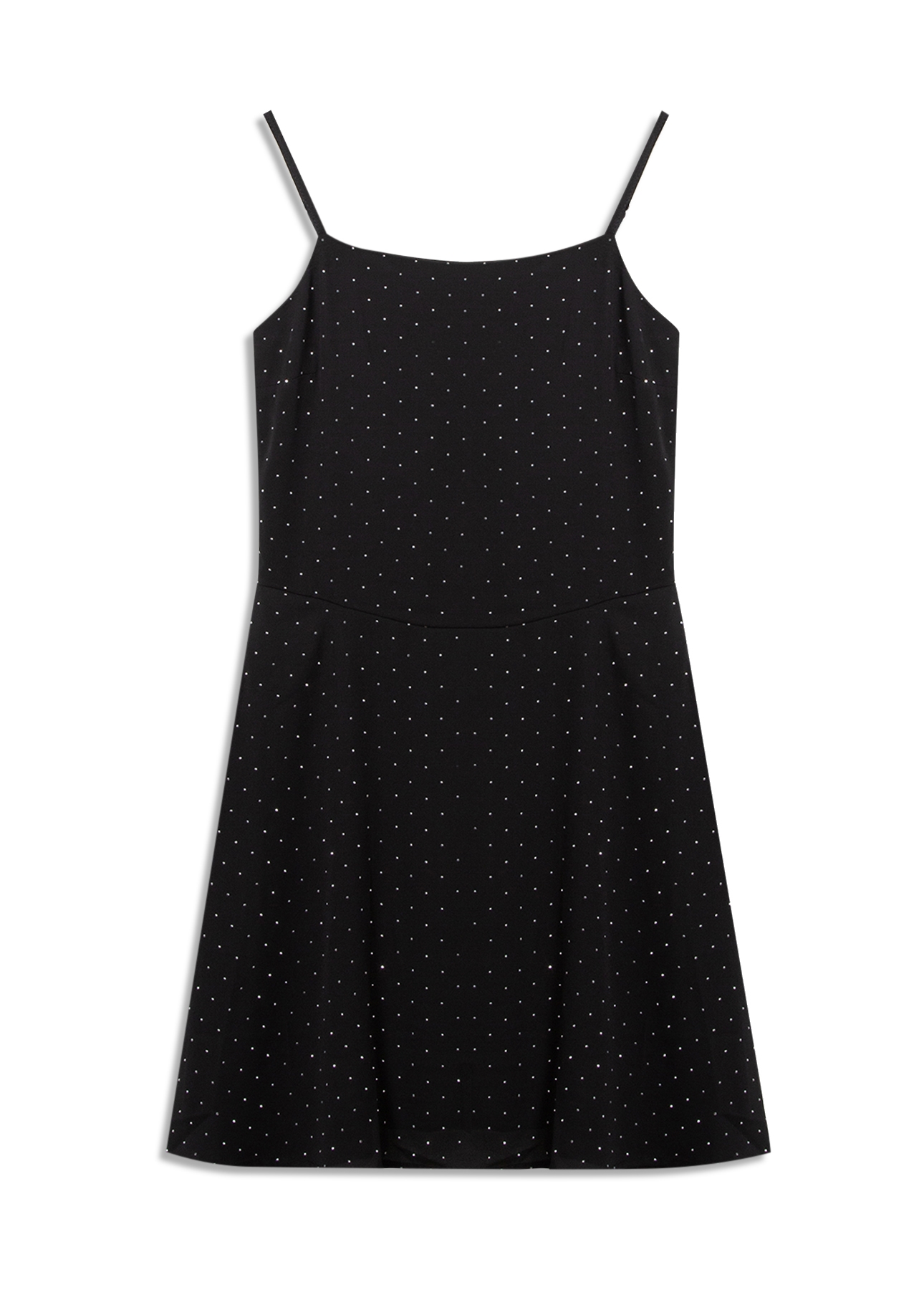 Vestido Crepe Strass Sleevless Preto