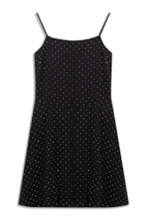 Vestido Crepe Strass Sleevless Preto