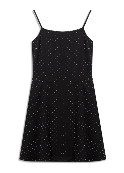 Vestido Crepe Strass Sleevless Preto