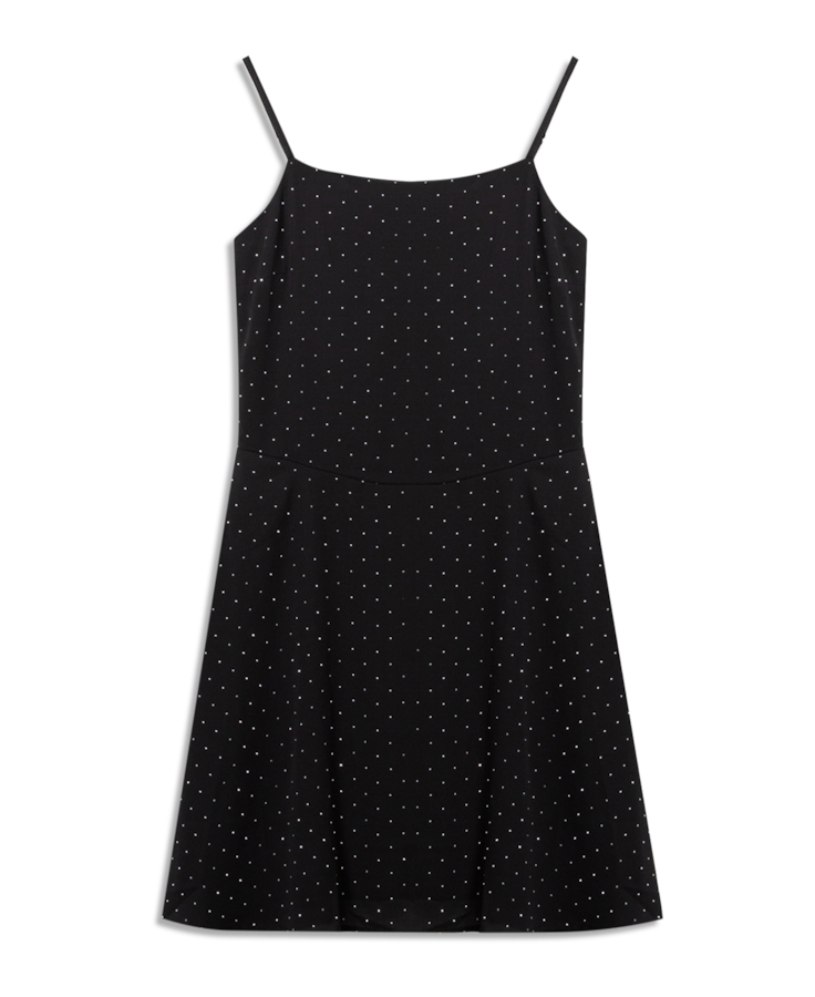 Vestido Crepe Strass Sleevless Preto