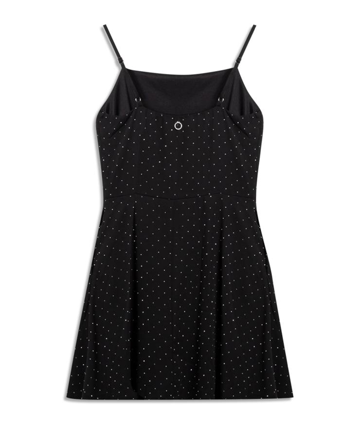 Vestido Crepe Strass Sleevless Preto