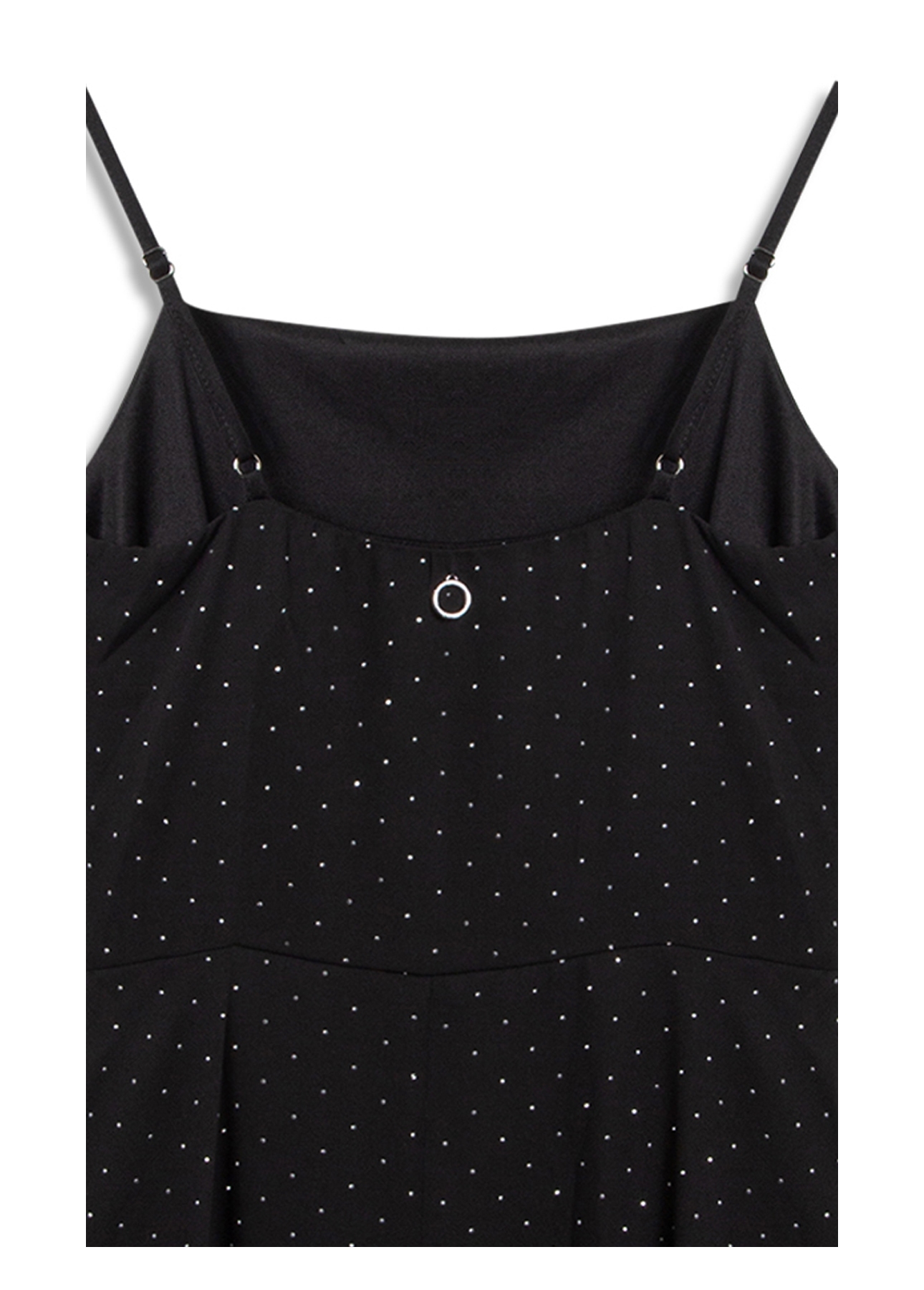Vestido Crepe Strass Sleevless Preto