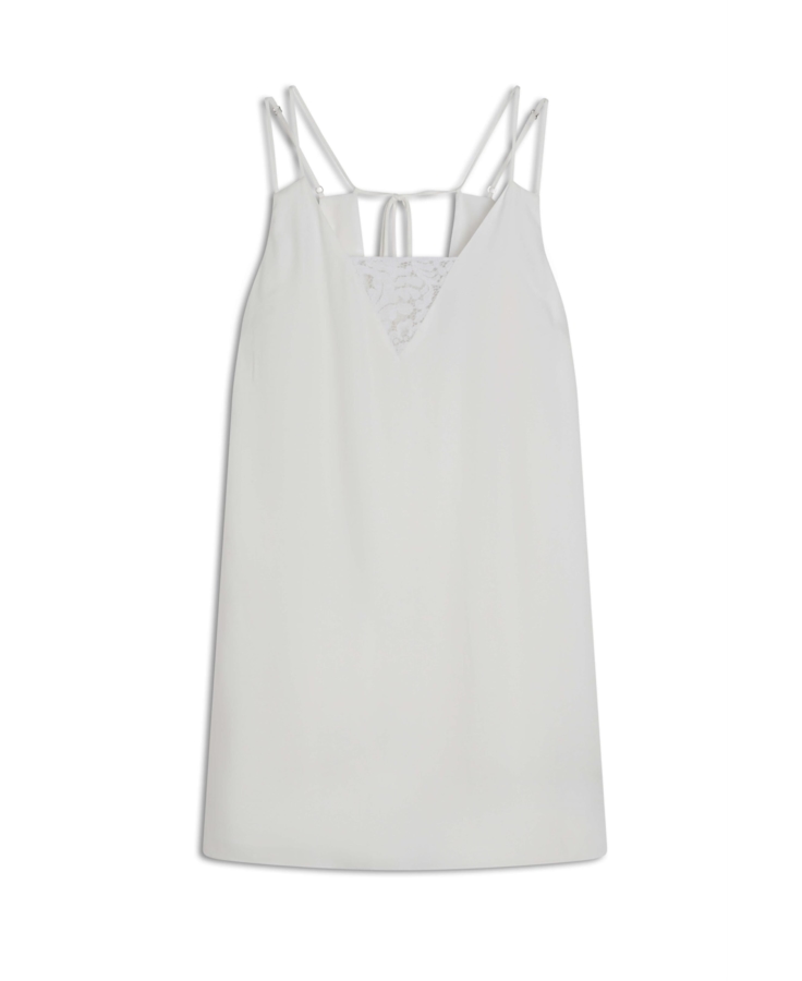 Vestido Crepe Visco Lace Dress Off White