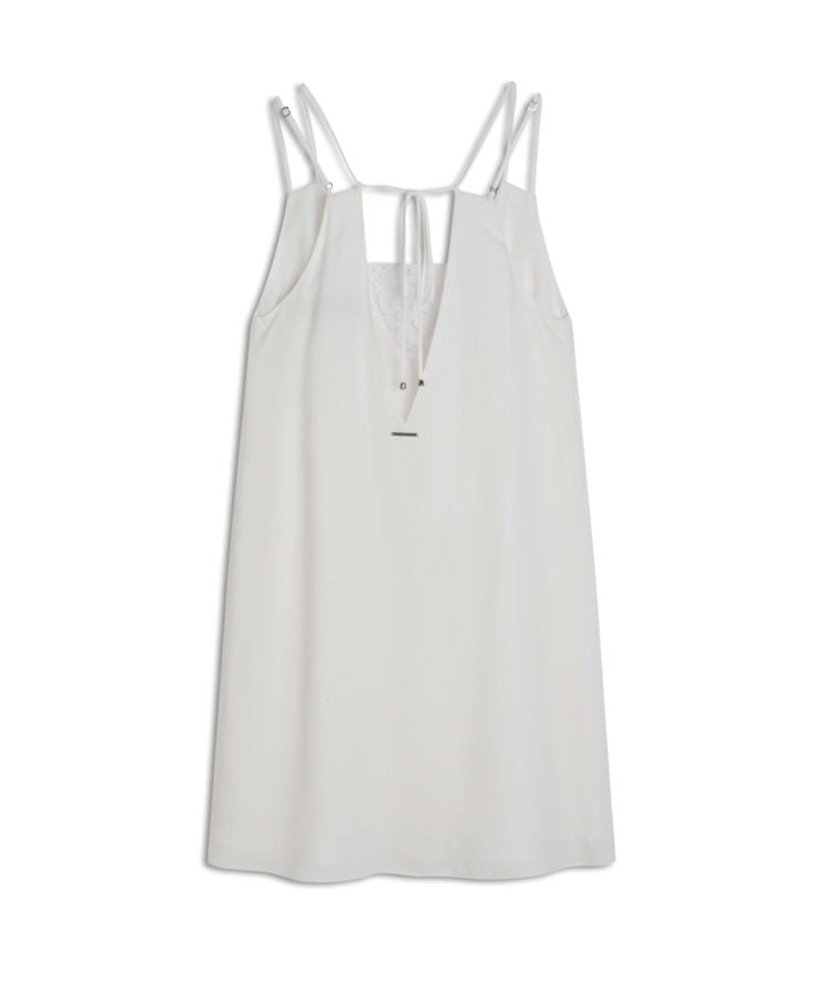 Vestido Crepe Visco Lace Dress Off White
