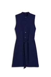 Vestido Crepe Way Chemise Buttons Dark Navy