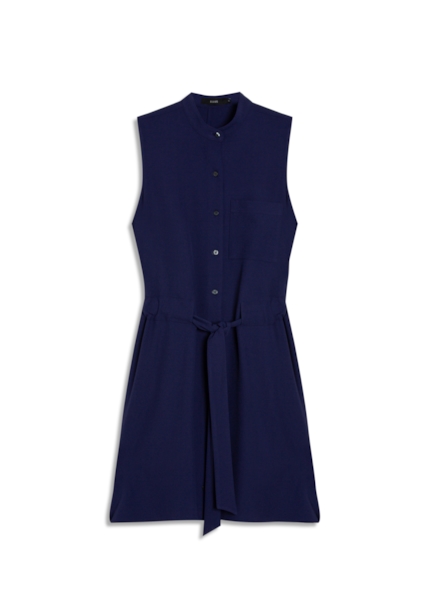 Vestido Crepe Way Chemise Buttons Dark Navy
