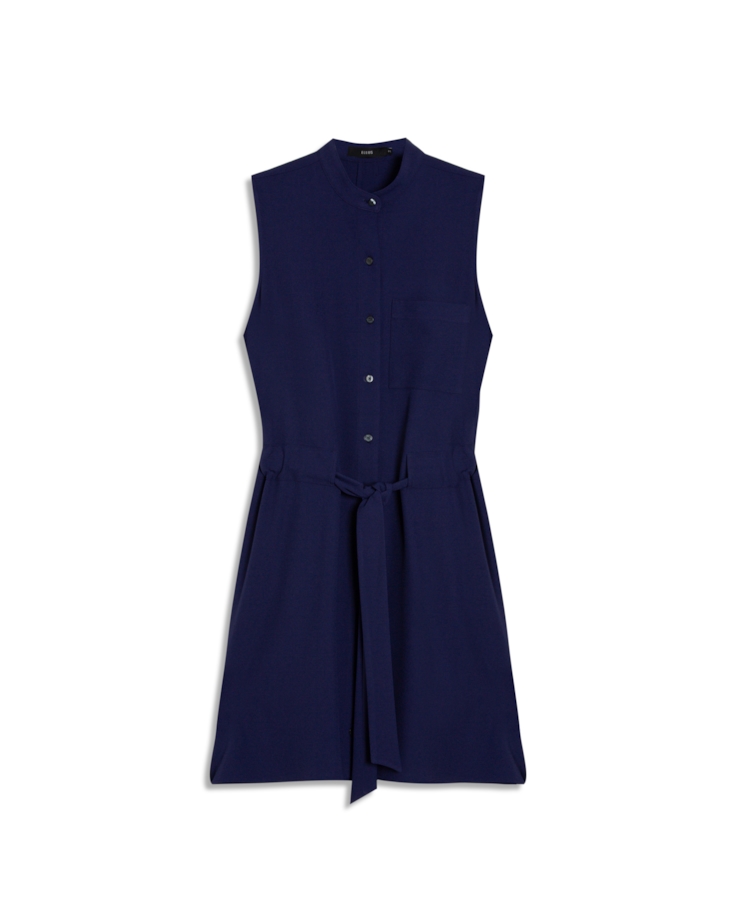 Vestido Crepe Way Chemise Buttons Dark Navy