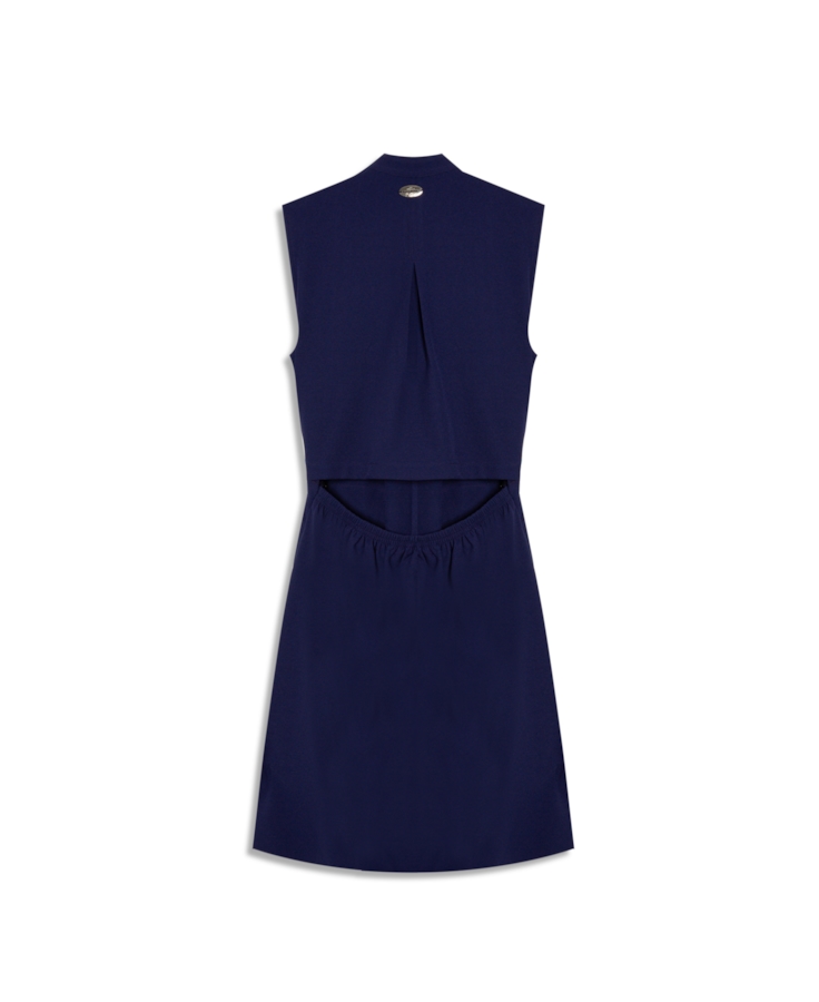 Vestido Crepe Way Chemise Buttons Dark Navy