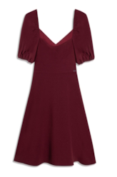 Vestido Crepe Way Puff Vinho