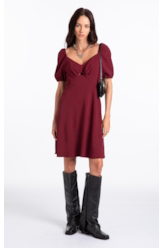 Vestido Crepe Way Puff Vinho
