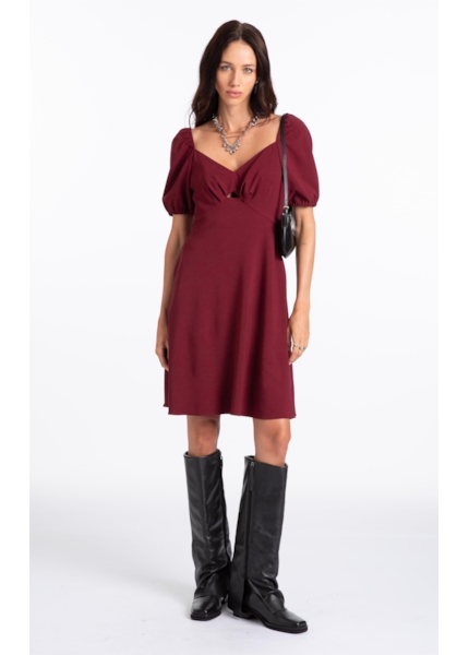 Vestido Crepe Way Puff Vinho