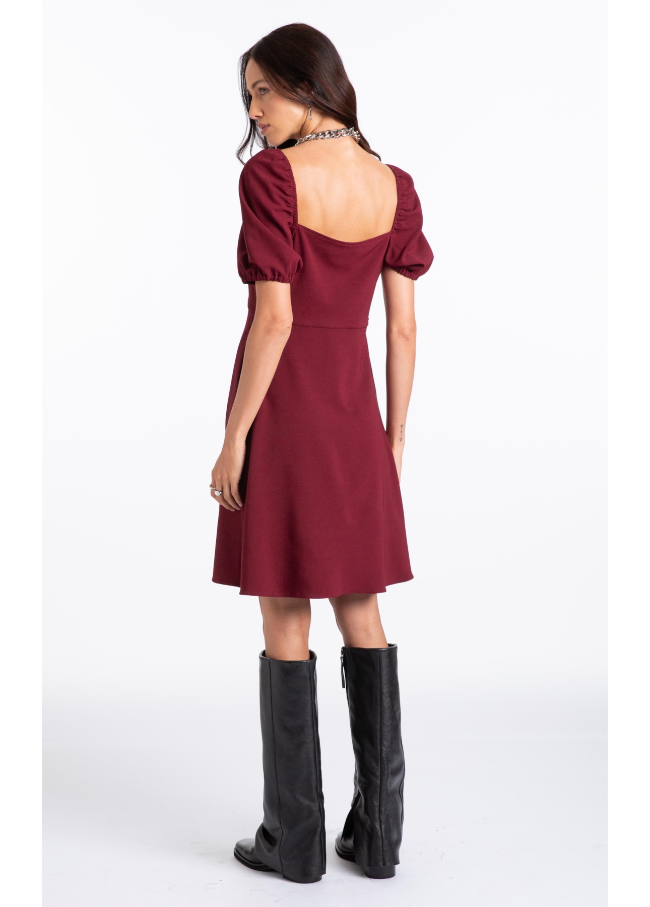 Vestido Crepe Way Puff Vinho