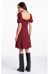 Vestido Crepe Way Puff Vinho