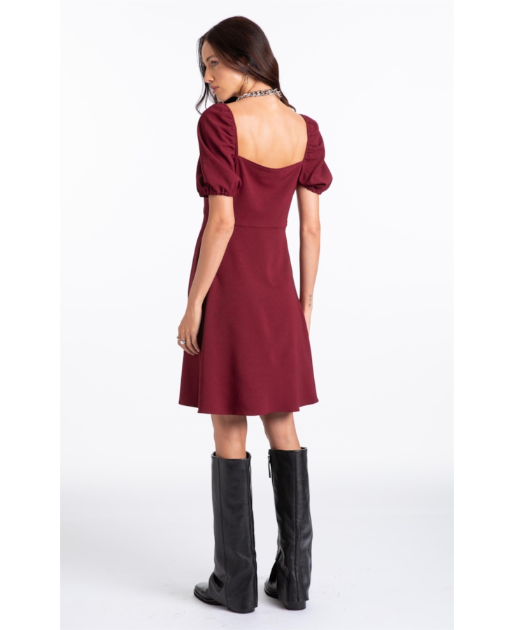 Vestido Crepe Way Puff Vinho