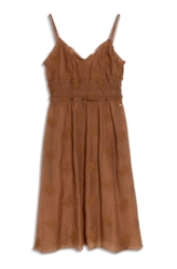 Vestido Crinkle Aira Strappy Midi Marrom