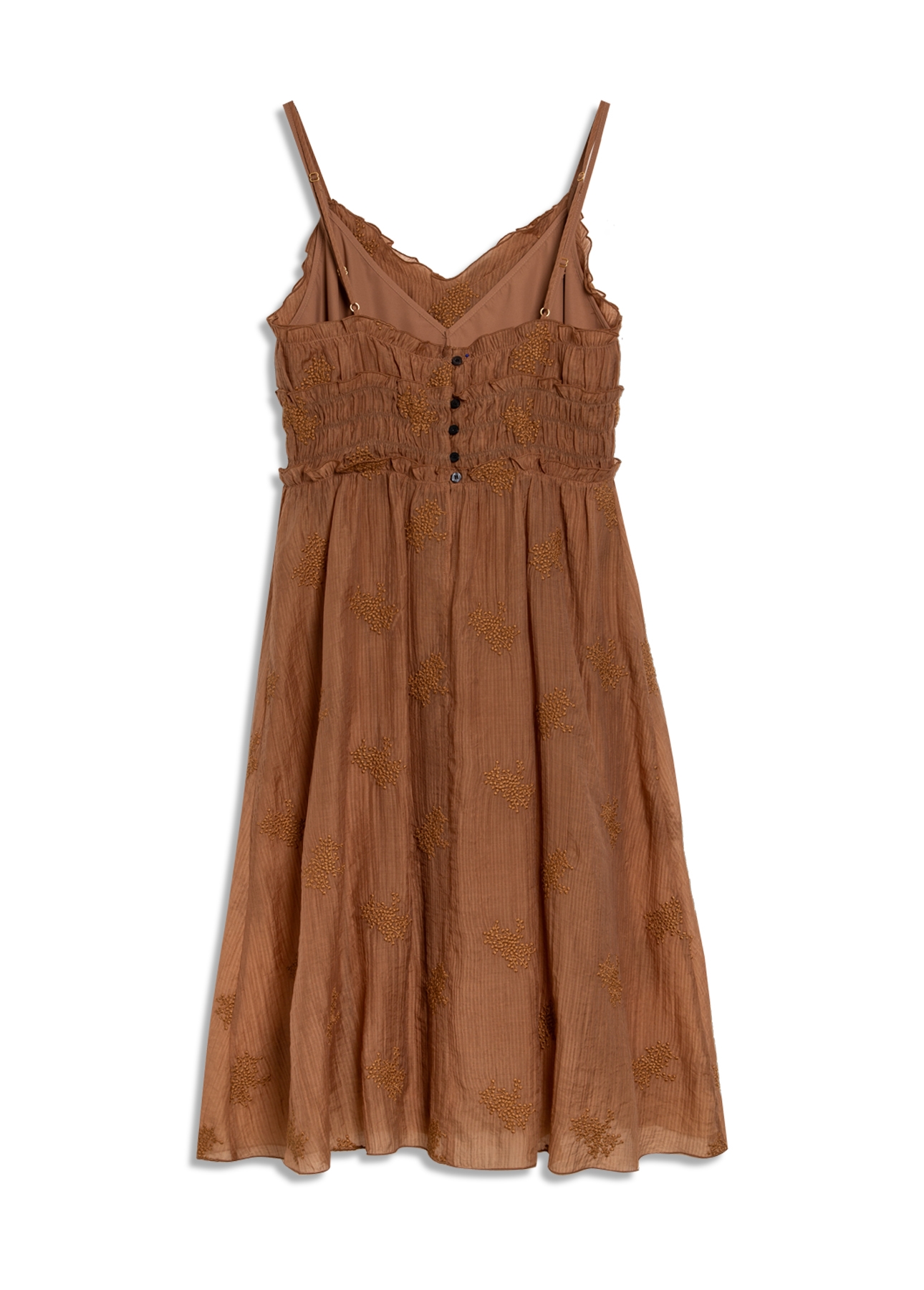 Vestido Crinkle Aira Strappy Midi Marrom