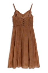 Vestido Crinkle Aira Strappy Midi Marrom